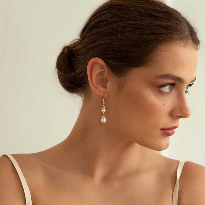 Trendy Gold-Plated Pearl Drop Earrings - SOLD OUT, coming soon
