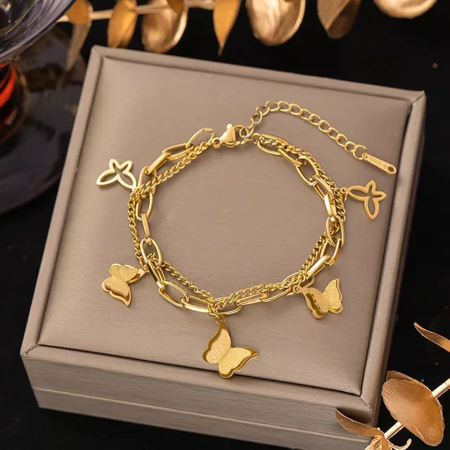 Roman Numeral Butterfly Bracelet 18k platted gold