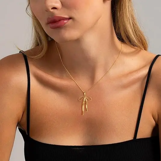 Schattige strik gouden 18k geplateerde ketting