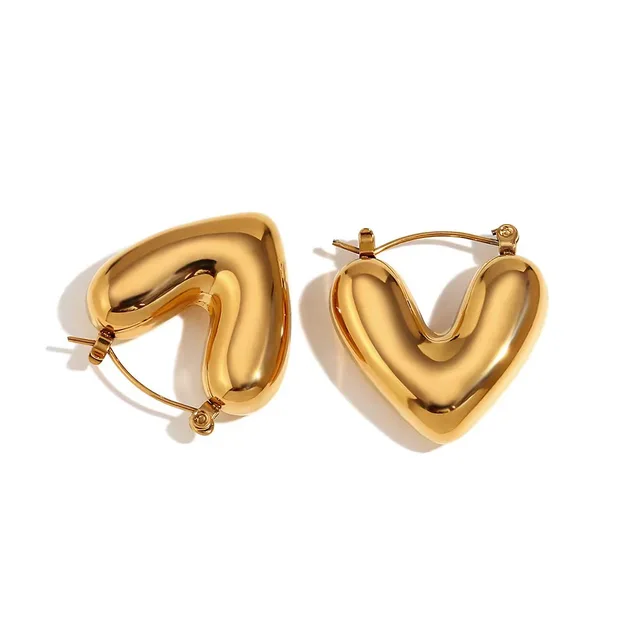 Thick 18K Gold Heart-Shaped Hoop Earrings - Classic & Hypoallergenic