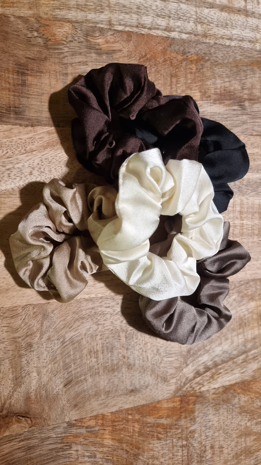 Satijnen scrunchie set van 5