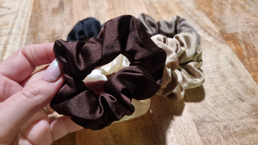 Satijnen scrunchie set van 5