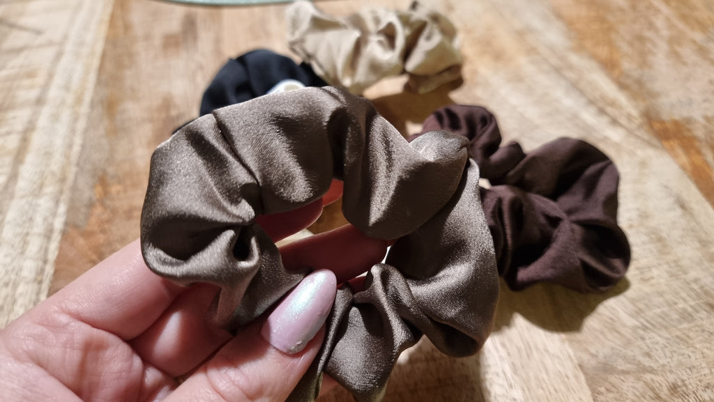 Satijnen scrunchie set van 5
