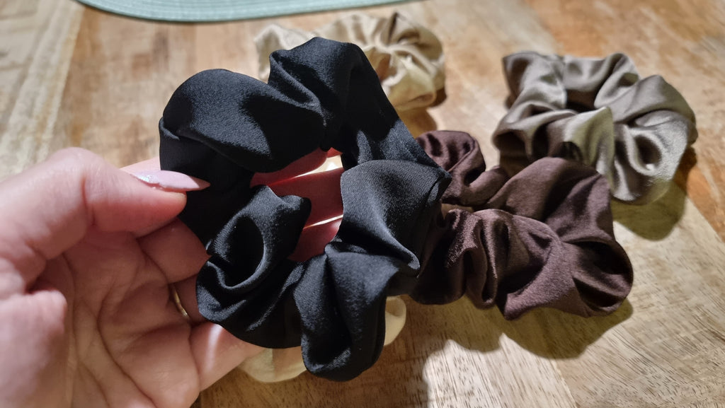 Satijnen scrunchie set van 5