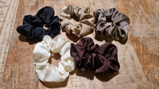 Satijnen scrunchie set van 5