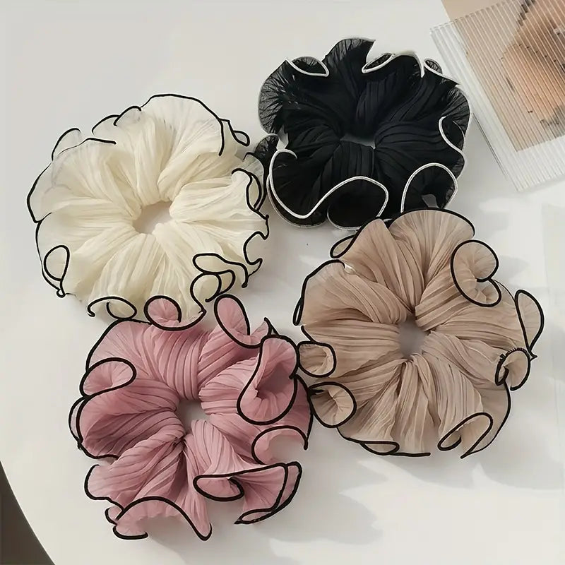 XL gigantische Rose Chic stoffen scrunchies – Elegante en minimalistische haarelastiekjes voor alledaagse glamour