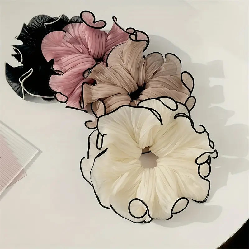XL gigantische Rose Chic stoffen scrunchies – Elegante en minimalistische haarelastiekjes voor alledaagse glamour