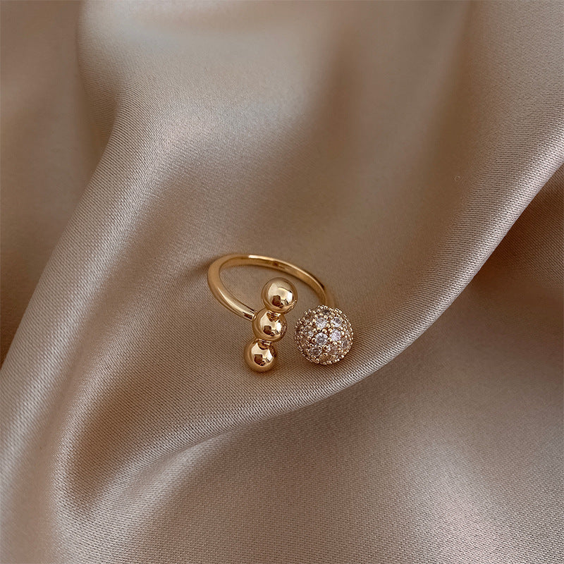 AURIELLE - Gouden bol zirkoon kristal verstelbare ring