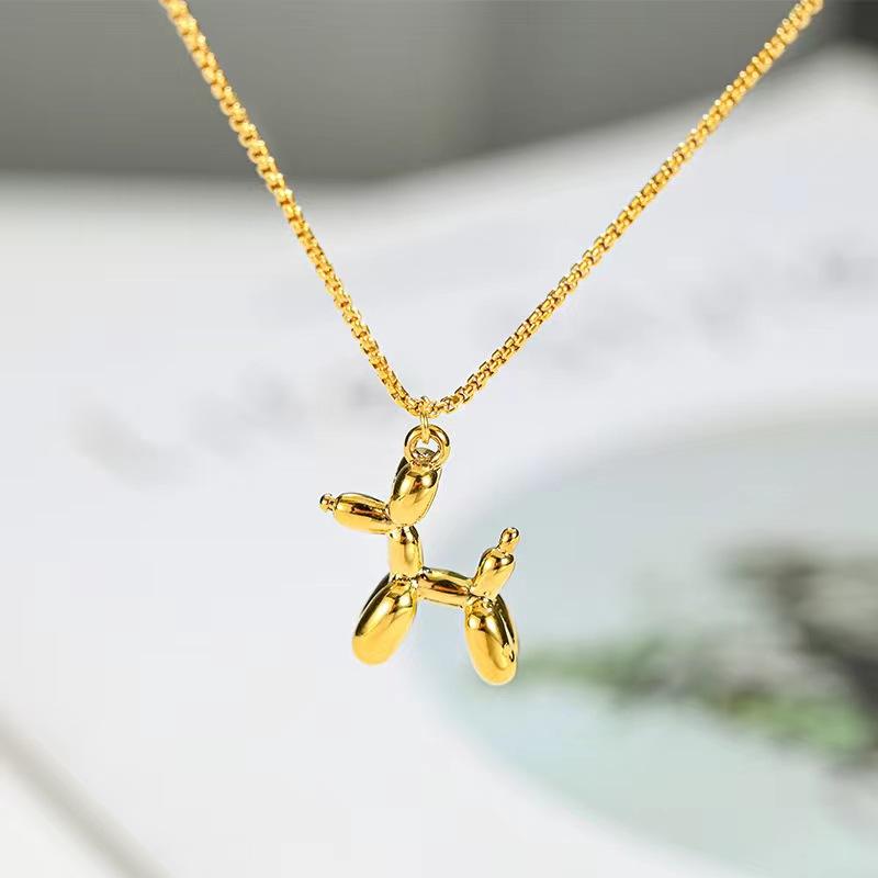 Speelse elegantie 18K vergulde ballonhond hanger ketting
