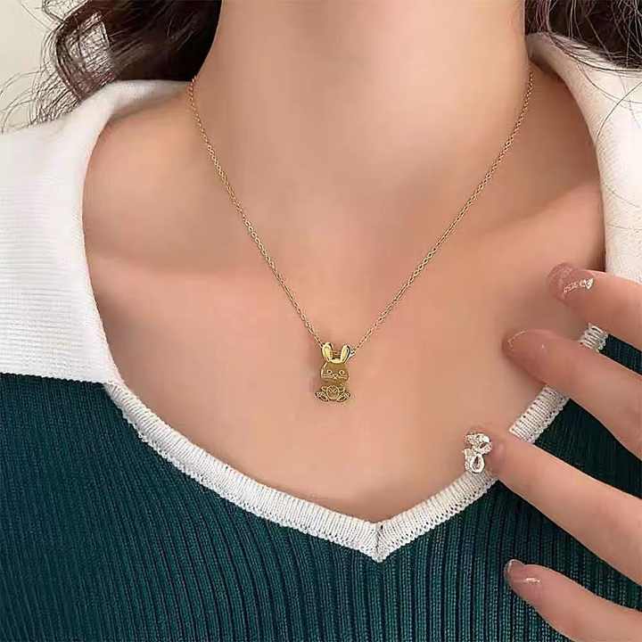 Charming Bunny Pendant 18K Gold-Plated Necklace