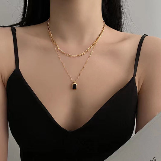 Gelaagde elegantie 18K vergulde dubbele ketting hanger ketting