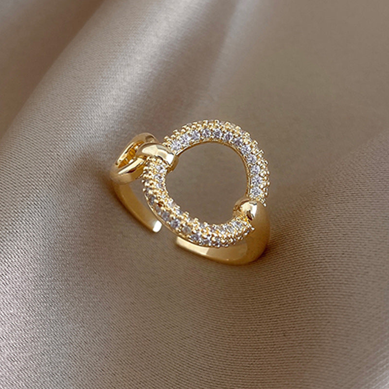 CELESTIA - Circle Pavé Zircon Adjustable Gold Ring