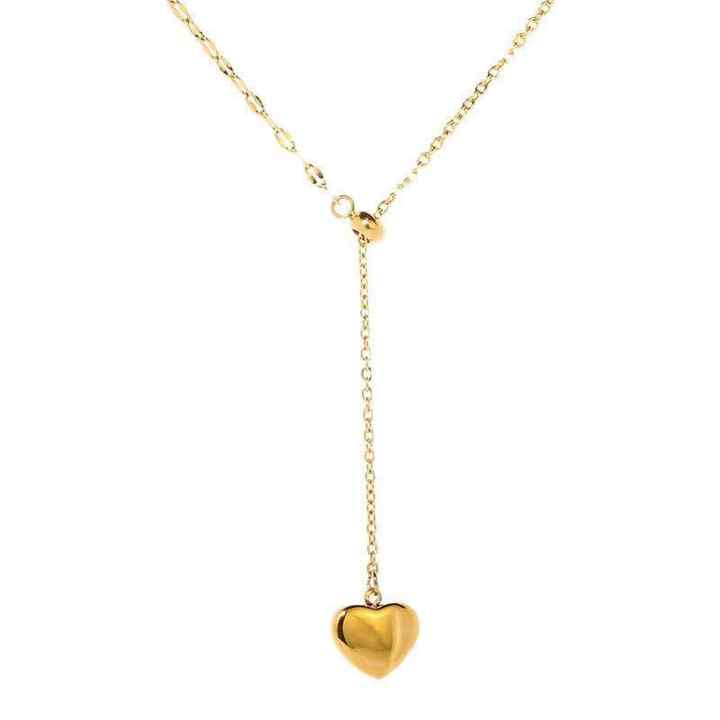 Collier avec pendentif en forme de cœur plaqué or 18 carats