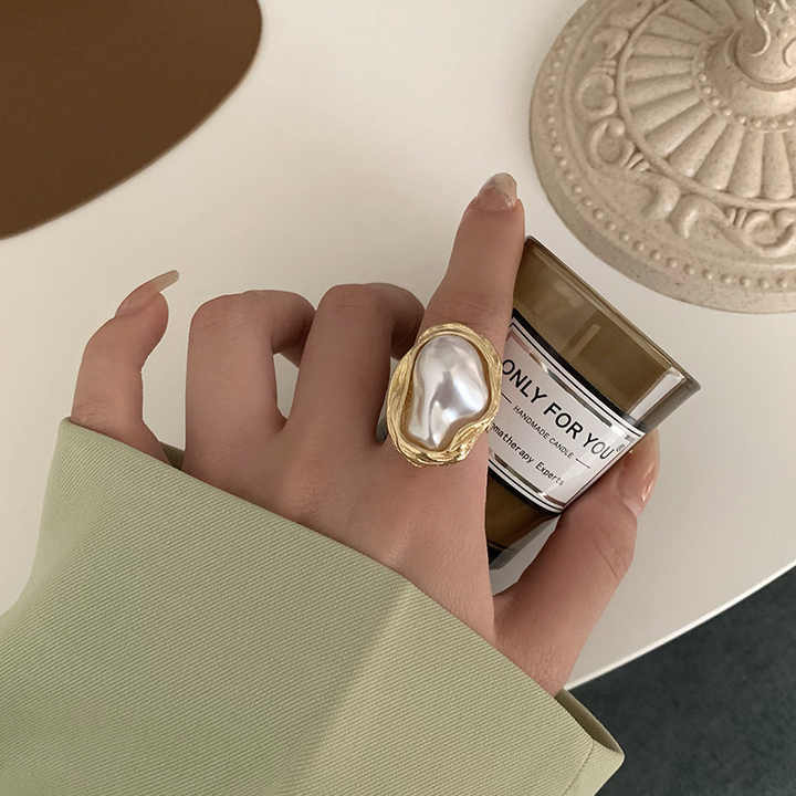 ELISABETH Barokke Parel Verstelbare Gouden Ring