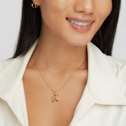 Speelse elegantie 18K vergulde ballonhond hanger ketting