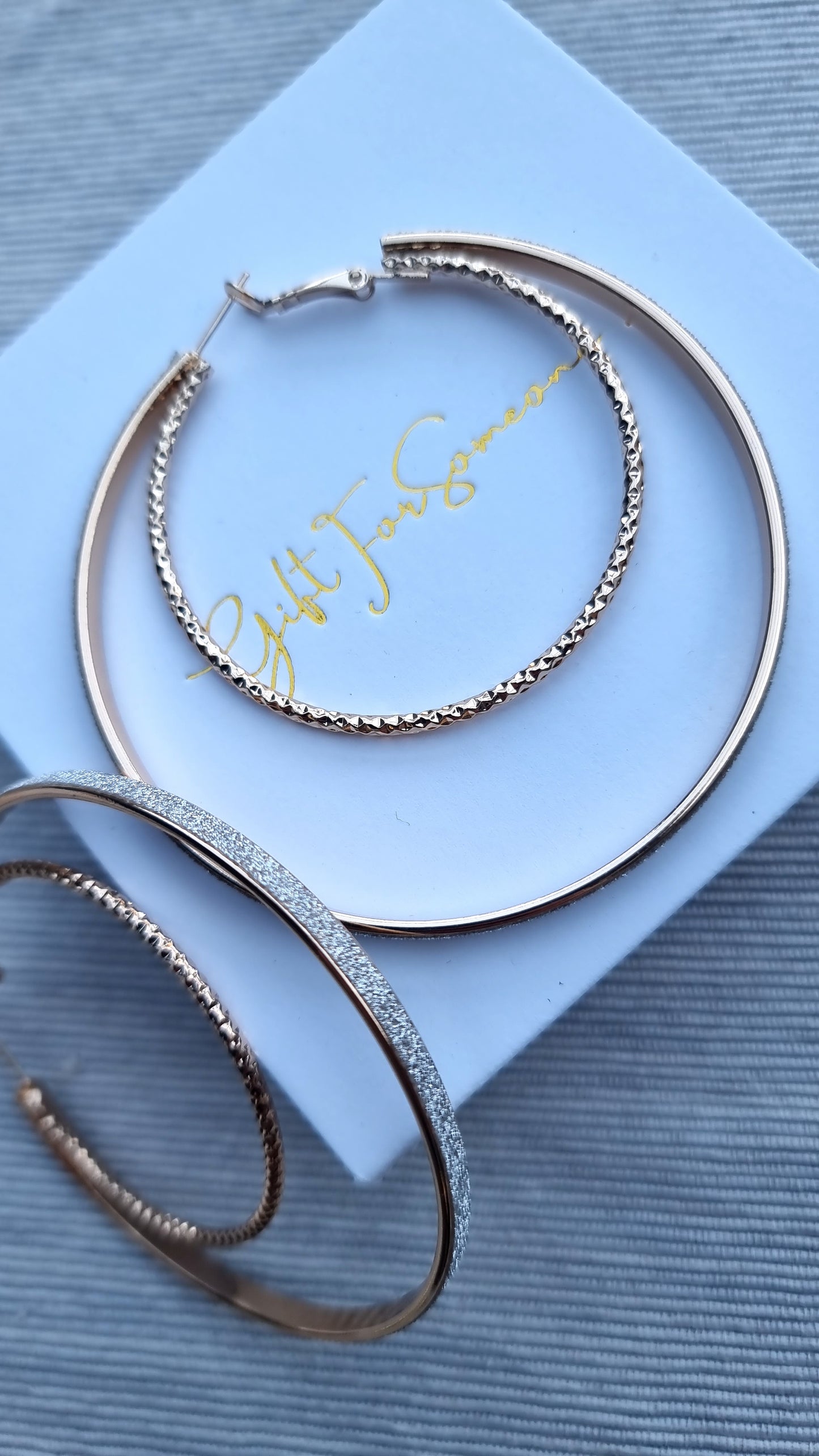 Dual-Tone Textured Hoop Earrings