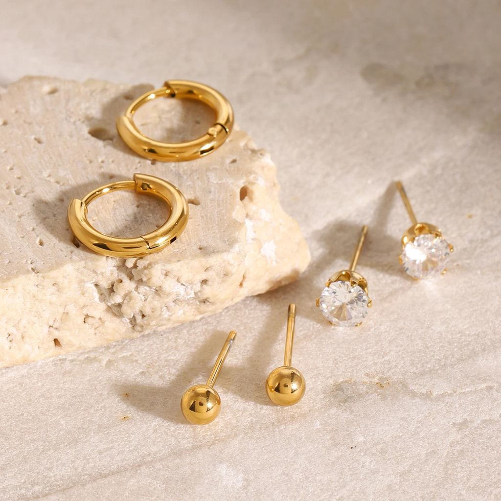 Gold plated hoop earring set