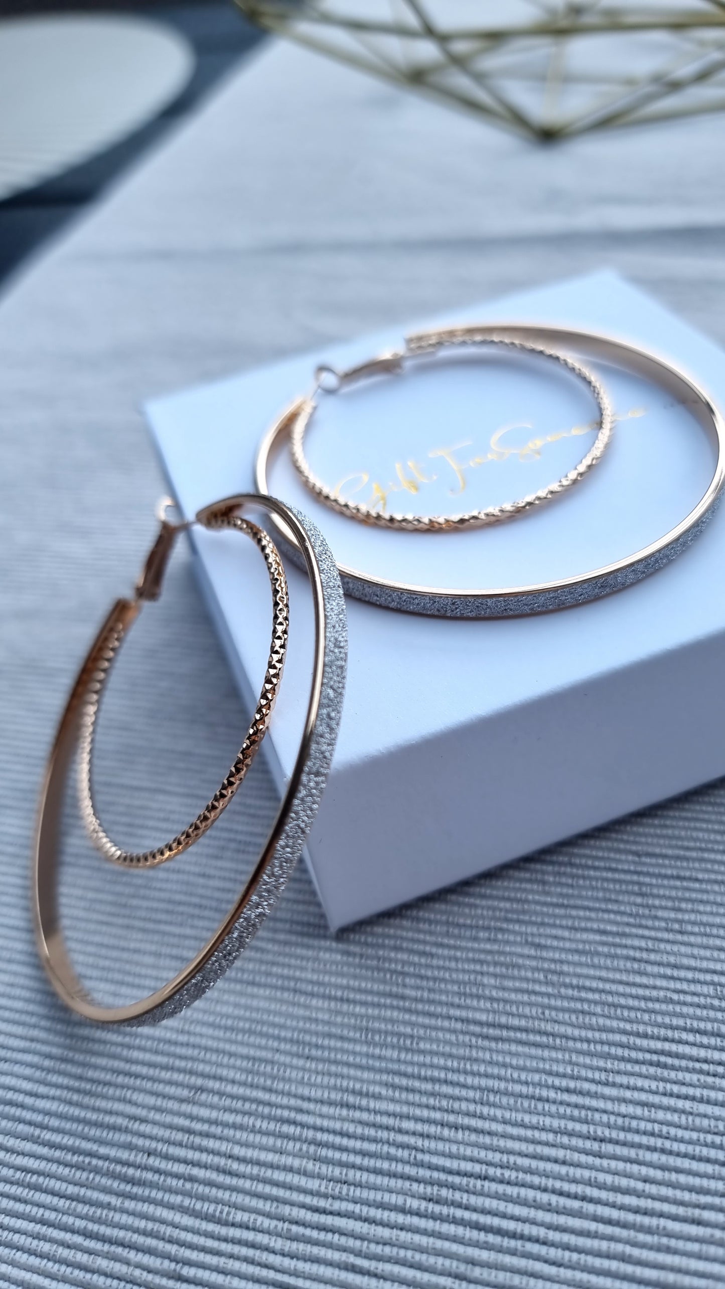 Dual-Tone Textured Hoop Earrings