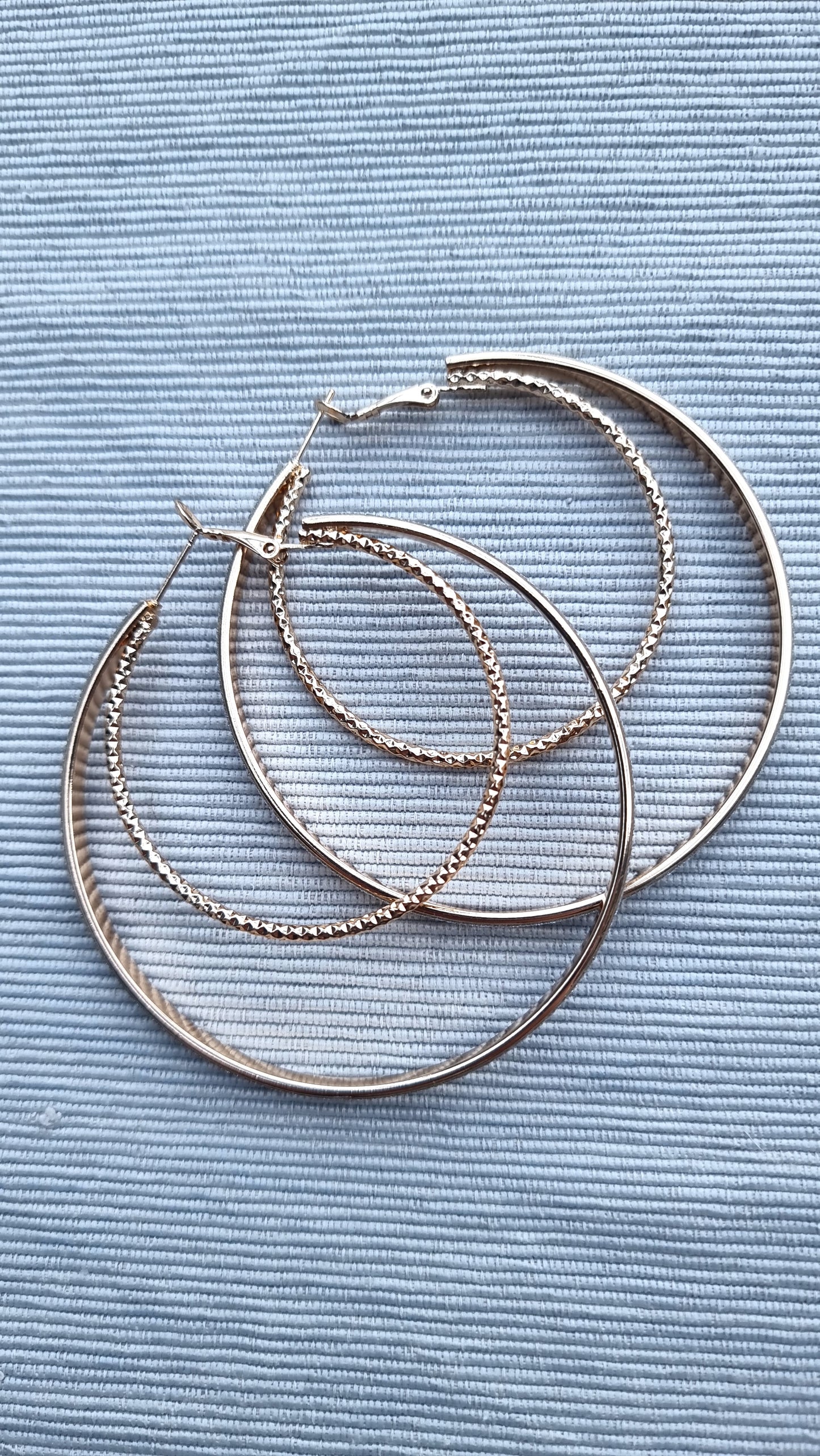 Dual-Tone Textured Hoop Earrings