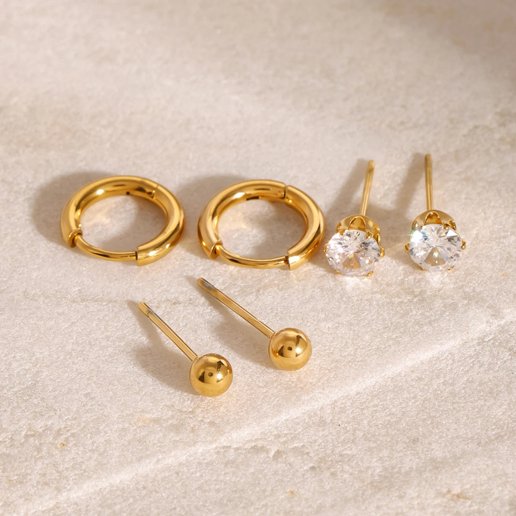 Gold plated hoop earring set