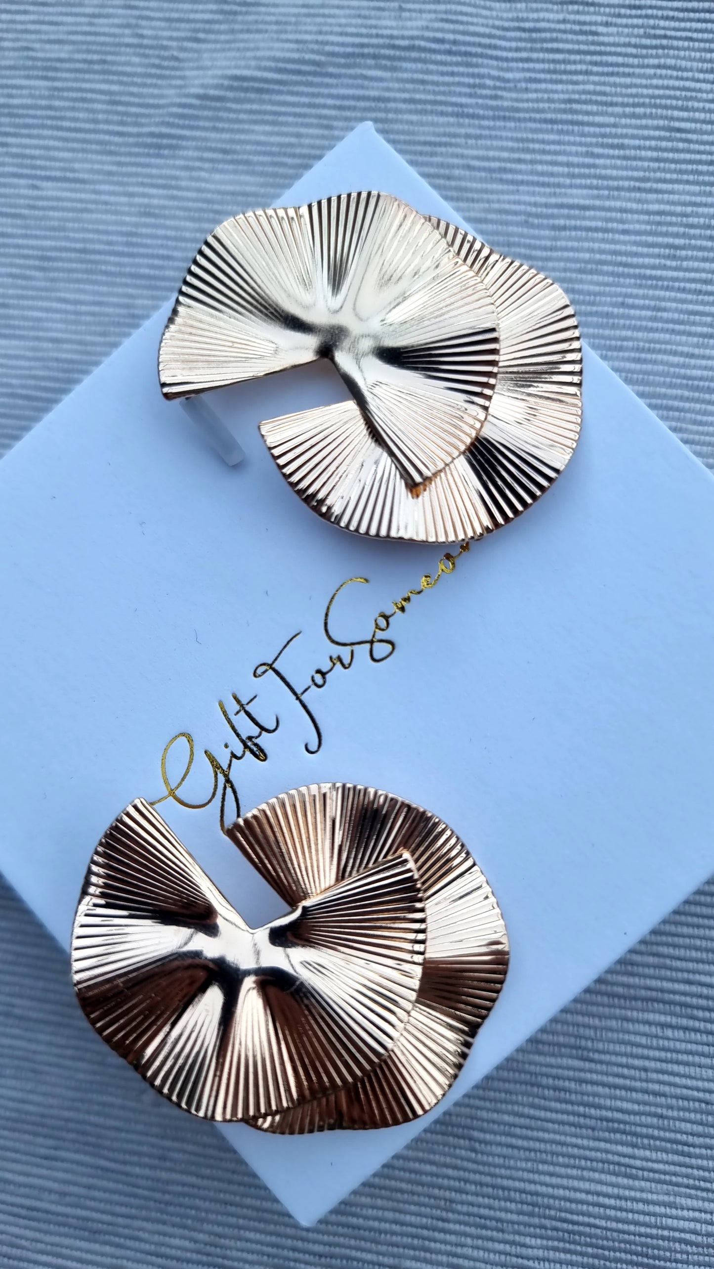 Ripple Fan Statement gold Earrings