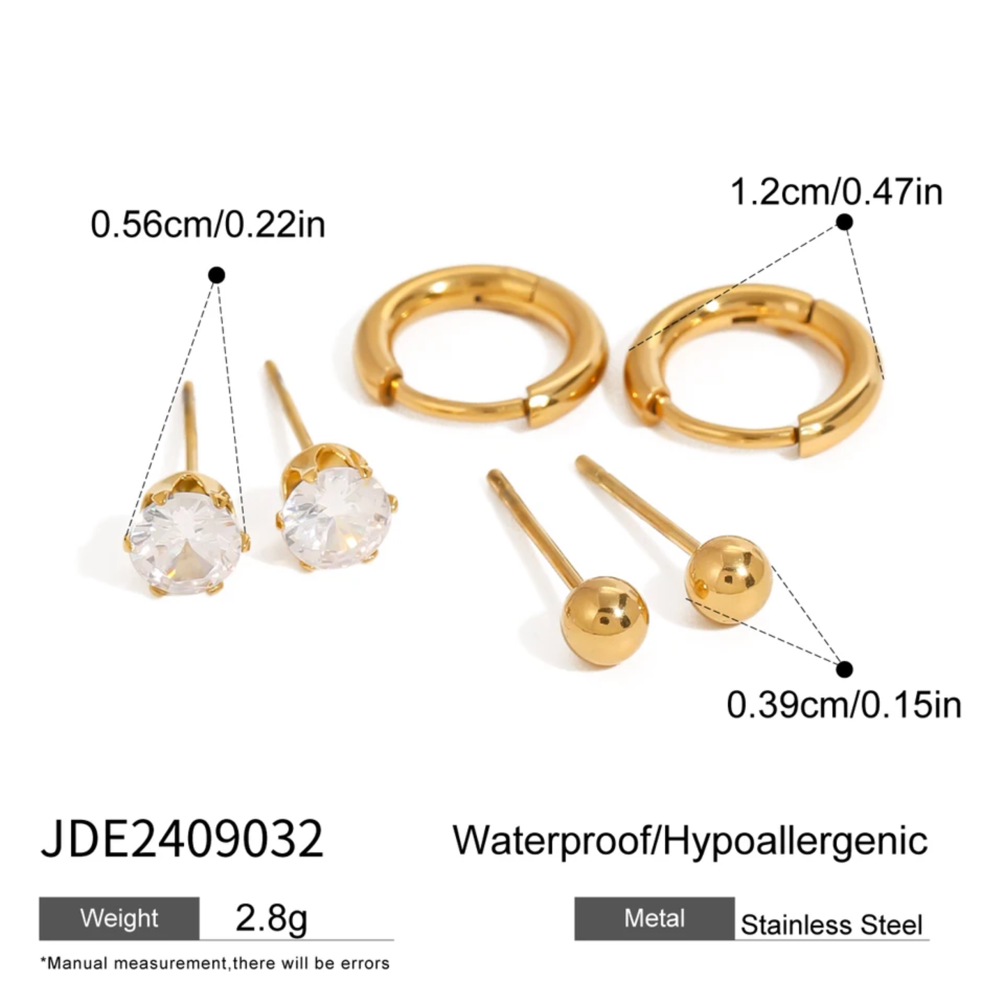 Gold plated hoop earring set